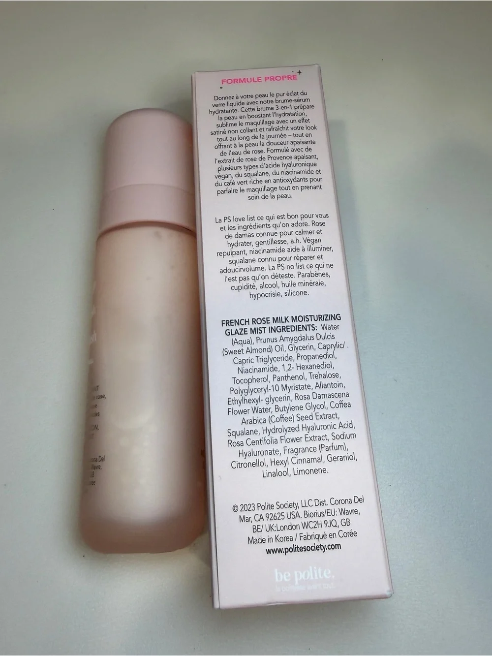 Polite Society French Rose Milk Moisturizing Glaze Mist 50ml